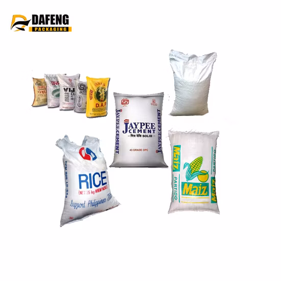 Sacs d'alimentation professionnels pour poissons, 50kg, pommes de terre, oignons, gris vert, sac tissé en PP avec certificat CE